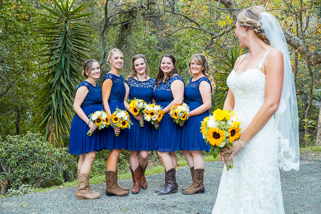 Bride and bridesmaids photos at Circle Bar B Ranch wedding.