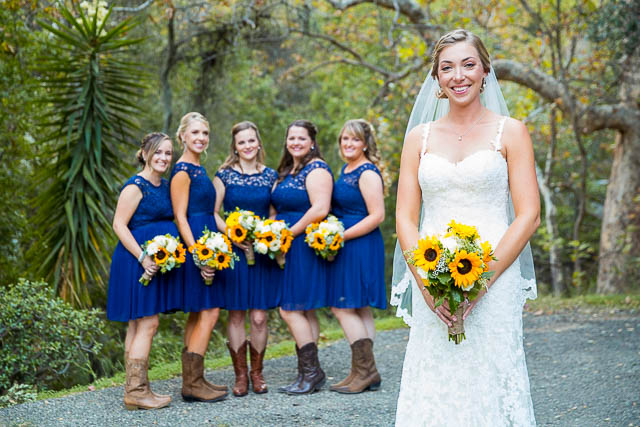 Bride and bridesmaids photos at Circle Bar B Ranch wedding.