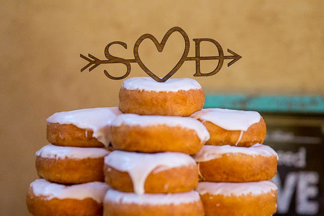 Donut wedding cake at Santa Barbara wedding.