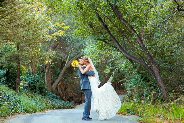 Newlyweds photos at Circle Bar B Ranch wedding in Goleta, California.