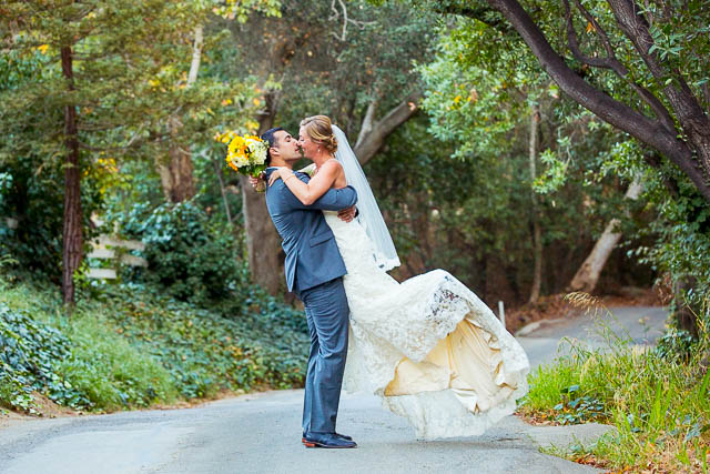 Newlyweds photos at Circle Bar B Ranch wedding in Goleta, California.