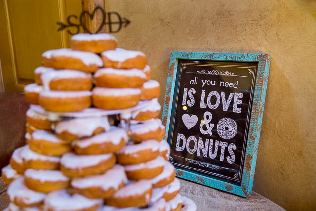 Donut wedding cake at Santa Barbara wedding.
