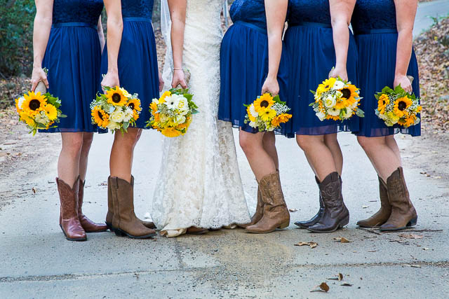 Bride and bridesmaids photos at Circle Bar B Ranch wedding.