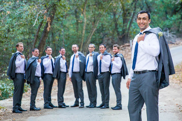 Groom and groomsmen photos at Circle Bar B Ranch wedding in Santa Barbara, California.