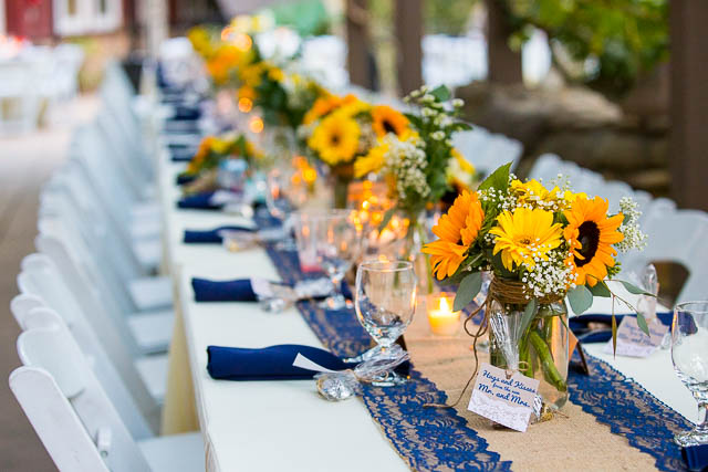 Circle Bar B Ranch wedding reception setup.