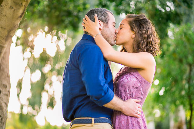 Couple kissing at the Yarkon Park in Tel Aviv, Israel.