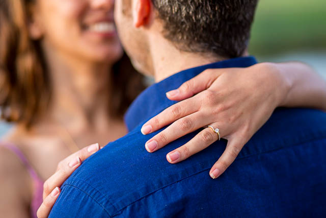 The bride showing off her engagement ring at the Yarkon Park, Tel Aviv, Israel.