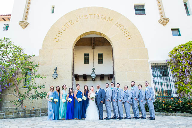 Bridal party portraits at the Santa Barbara Courthouse.