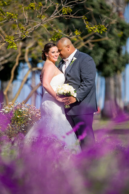 Bride and groom at the Fess Parker after their Rose Garden wedding ceremony.