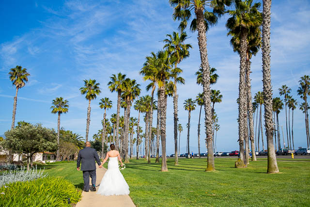 Bride and groom at the Fess Parker after their Rose Garden wedding ceremony.