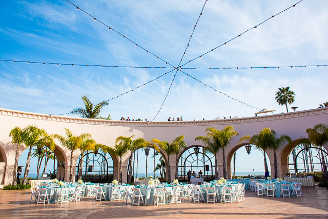 Wedding decor at the Plaza Del Sol at the Fess Parker Resort wedding.