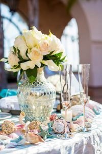 Wedding decor at the Plaza Del Sol at the Fess Parker Resort wedding.