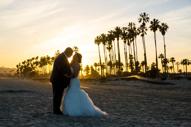 Fess Parker bride and groom sunset photos on the beach.
