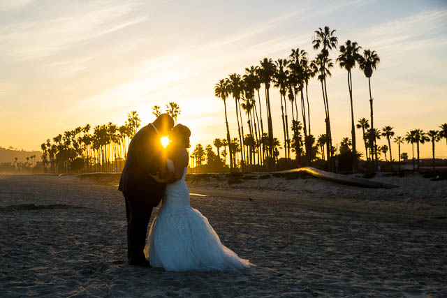 Fess Parker bride and groom sunset photos on the beach.