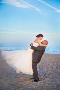 Fess Parker bride and groom sunset photos on the beach.
