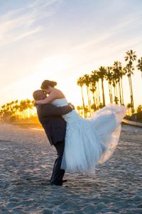 Fess Parker bride and groom sunset photos on the beach.