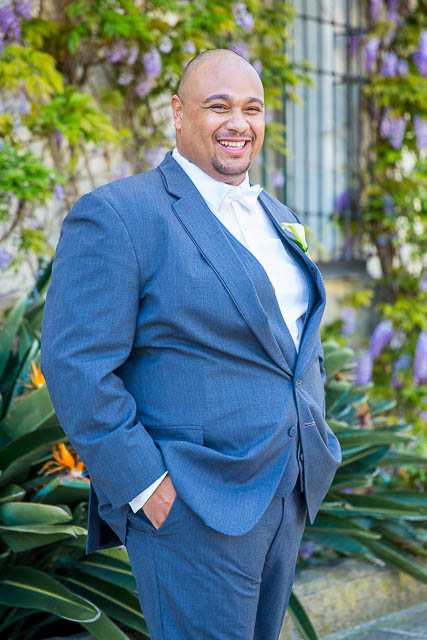 Santa Barbara Courthouse groom smiling.