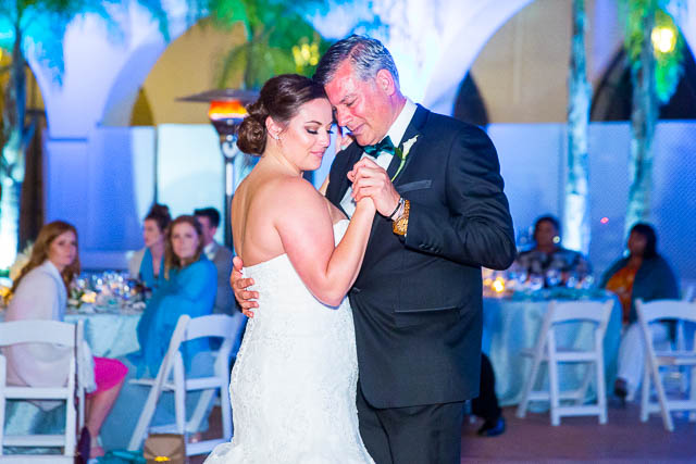 Wedding reception at the Fess Parker resort in Santa Barbara, California.