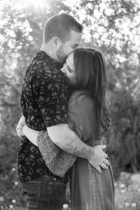 Bride and groom kissing at their Meditation Mount, Ojai engagement photo shoot.