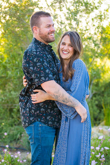 The couple holding each other during the Meditation Mount, Ojai engagement photoshoot.