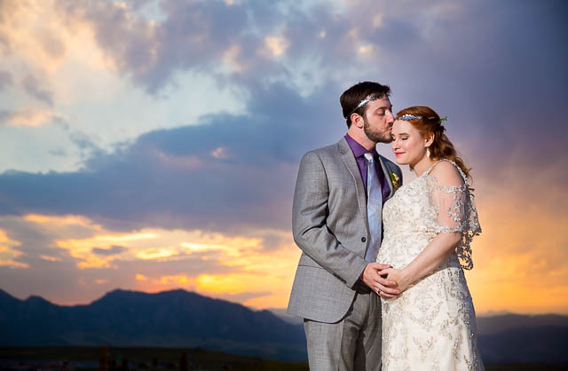 Bride and groom sunset portraits in Boulder, Colorado.