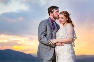 Bride and groom sunset portraits in Boulder, Colorado.