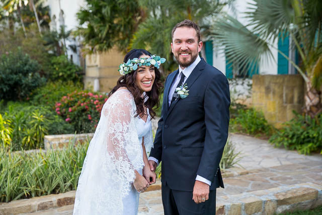 Couple during their Santa Barbara Courthouse elopement wedding ceremony.