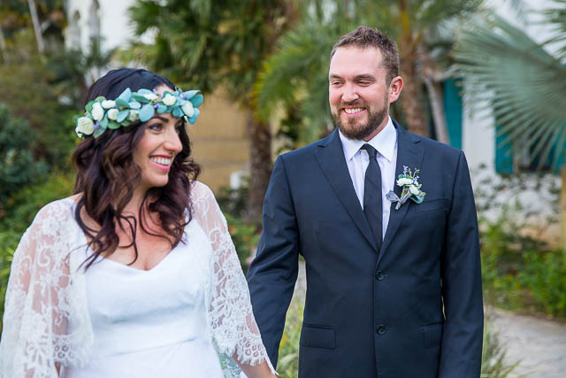 Couple during their Santa Barbara Courthouse elopement wedding ceremony.