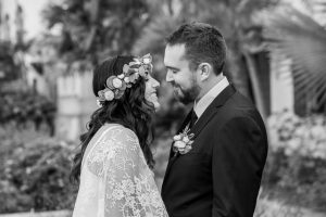 Couple during their Santa Barbara Courthouse elopement wedding ceremony.