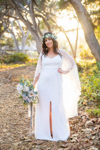 Sunset photos with the newlywed bride and groom during their Santa Barbara, CA elopement.