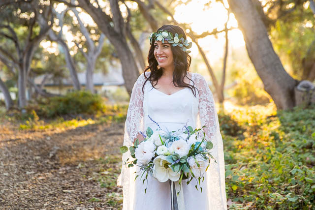 Sunset photos with the newlywed bride and groom during their Santa Barbara, CA elopement.
