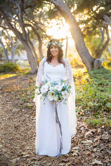 Sunset photos with the newlywed bride and groom during their Santa Barbara, CA elopement.