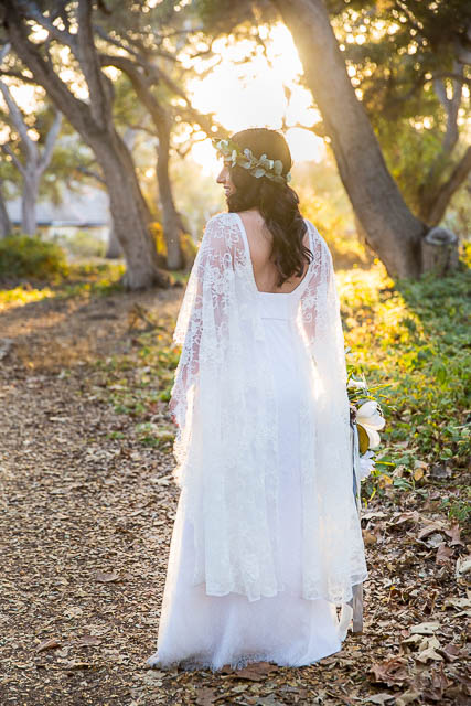 Sunset photos with the newlywed bride and groom during their Santa Barbara, CA elopement.