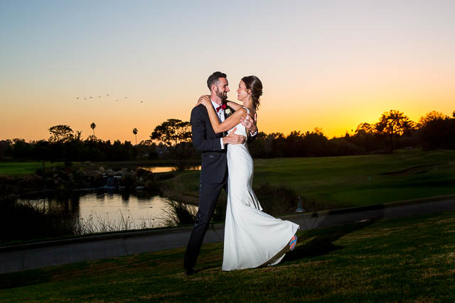 Newlyweds sunset photos at Glen Annie Golf Club in Goleta, CA.