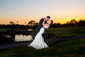 Newlyweds sunset photos at Glen Annie Golf Club in Goleta, CA.
