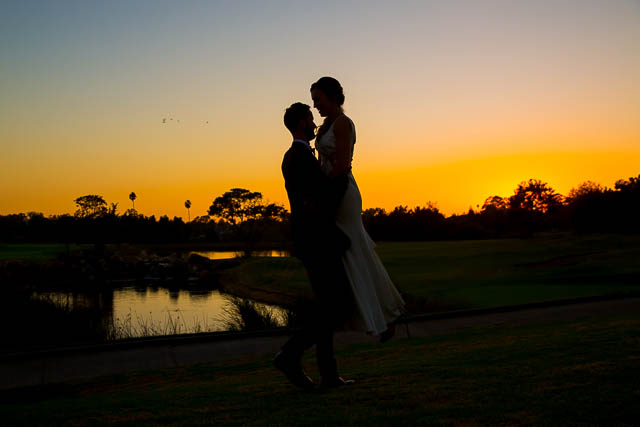Newlyweds sunset photos at Glen Annie Golf Club in Goleta, CA.