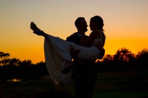 Newlyweds sunset photos at Glen Annie Golf Club in Goleta, CA.