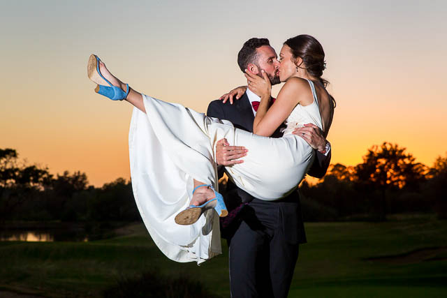 Newlyweds sunset photos at Glen Annie Golf Club in Goleta, CA.