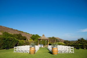 Wedding ceremony at the Glen Annie Golf Club in Santa Barbara, CA.