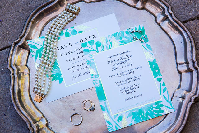 Wedding details as bride gets ready in Santa Barbara, CA.