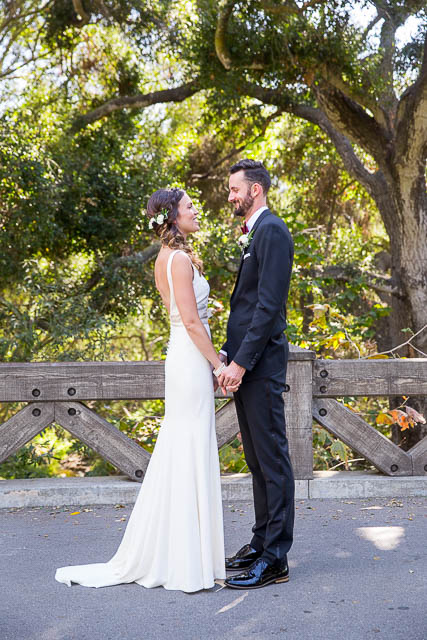 Bride and groom's first look at the Santa Barbara Glen Annie Golf Club.