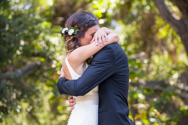 Bride and groom's first look at the Santa Barbara Glen Annie Golf Club.