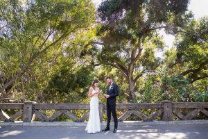 Bride and groom's first look at the Santa Barbara Glen Annie Golf Club.