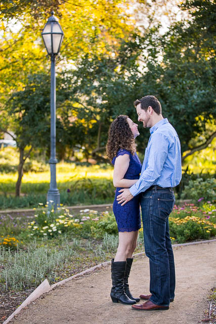 Couple poses for Alice Keck Park engagement photos in Santa Barbrara, CA.