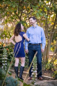Couple poses for Alice Keck Park engagement photos in Santa Barbrara, CA.