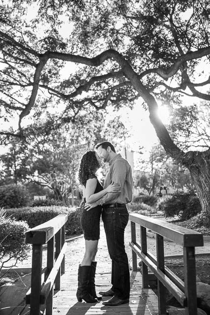 Couple poses for Alice Keck Park engagement photos in Santa Barbrara, CA.