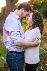 Couple poses for Alice Keck Park engagement photos in Santa Barbrara, CA.