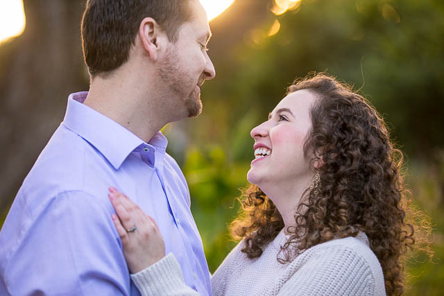 Couple poses for Alice Keck Park engagement photos in Santa Barbrara, CA.