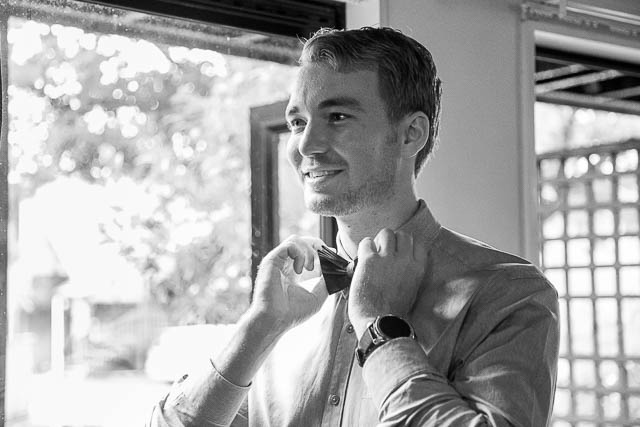 Groom getting ready during his Rotorua, New Zealand wedding.