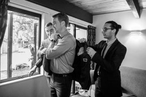 Groom getting ready during his Rotorua, New Zealand wedding.